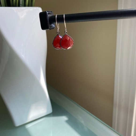 Garnet Gemstone Sterling Silver Earrings - Picture 1 of 3